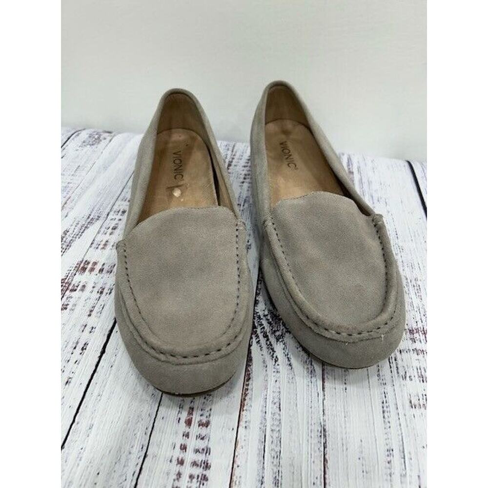 Vionic Womens Debbie Loafers Flats Shoes Suede Slip On‎ Orthotic Gray Size 12W